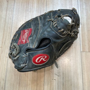Black Used Rawlings RTD Right Hand Throw Catcher's Baseball Glove 31.5"