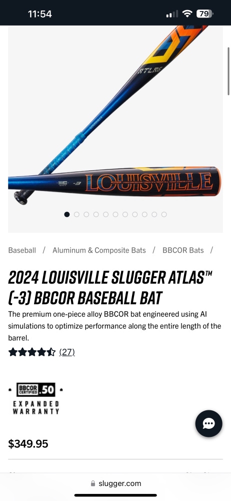 New 2023 Louisville Slugger (-3) 31 oz 34" Atlas Bat