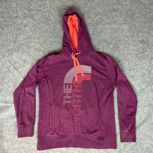 North Face Womens Hoodie Purple Large Spellout Sweatshirt Outdoor Top Comfy Hike