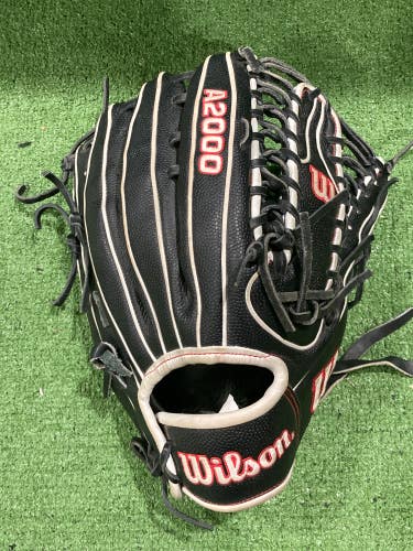 Black Used Wilson A2000 Right Hand Throw Outfield Baseball Glove 12.75"