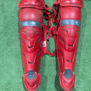 Red Used All Star Intermediate LG1216S7x System 7 Axis 14.5” Catcher's Leg Guard