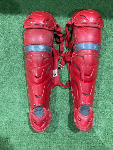 Red Used All Star Intermediate LG1216S7x System 7 Axis 14.5” Catcher's Leg Guard