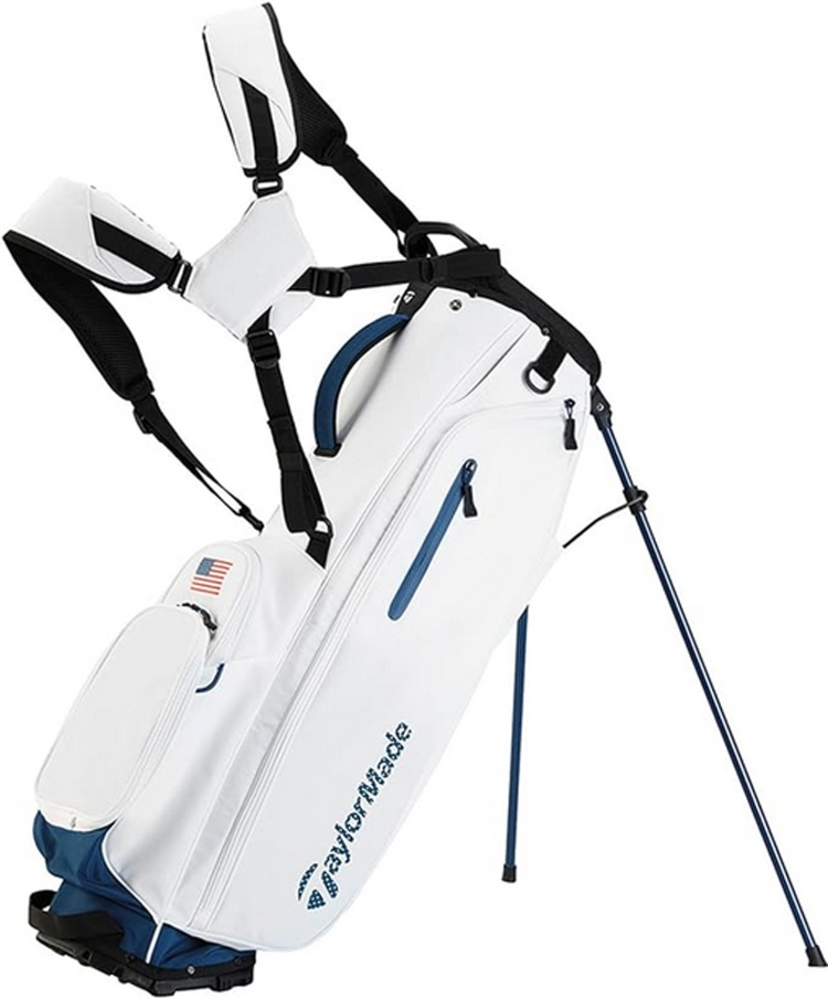 NEW 2024 TaylorMade Flextech US White/Blue 4 Way Stand/Carry Golf Bag