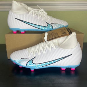 Nike Mercurial Superfly 9 Club MG White Blue Pink Soccer Cleats Size 7.5