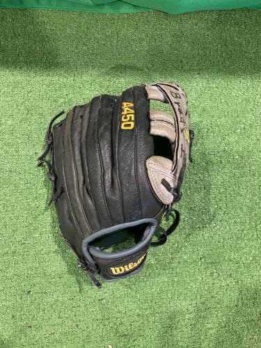 Black Used Kid Pitch (9YO-13YO) Wilson A450 Right Hand Throw Outfield Baseball Glove 12"