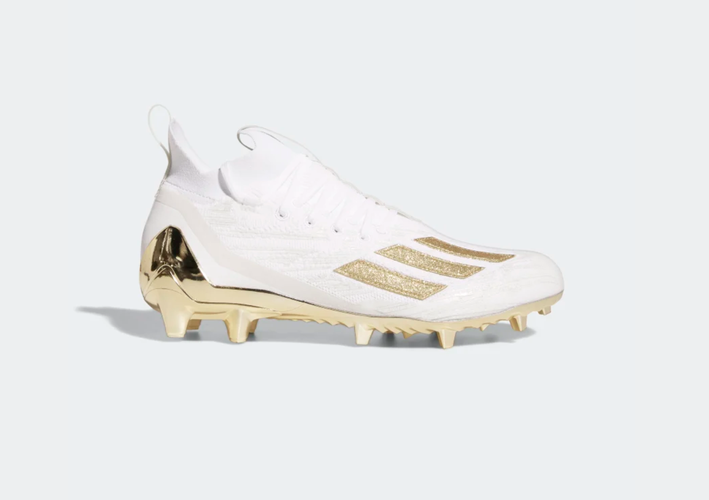 new men's 12 Adidas Adizero Primeknit White Gold Football/lacrosse Cleats GX5100