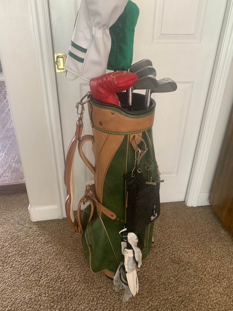 Vintage Green Alligator & Tan Spalding Golf Bag