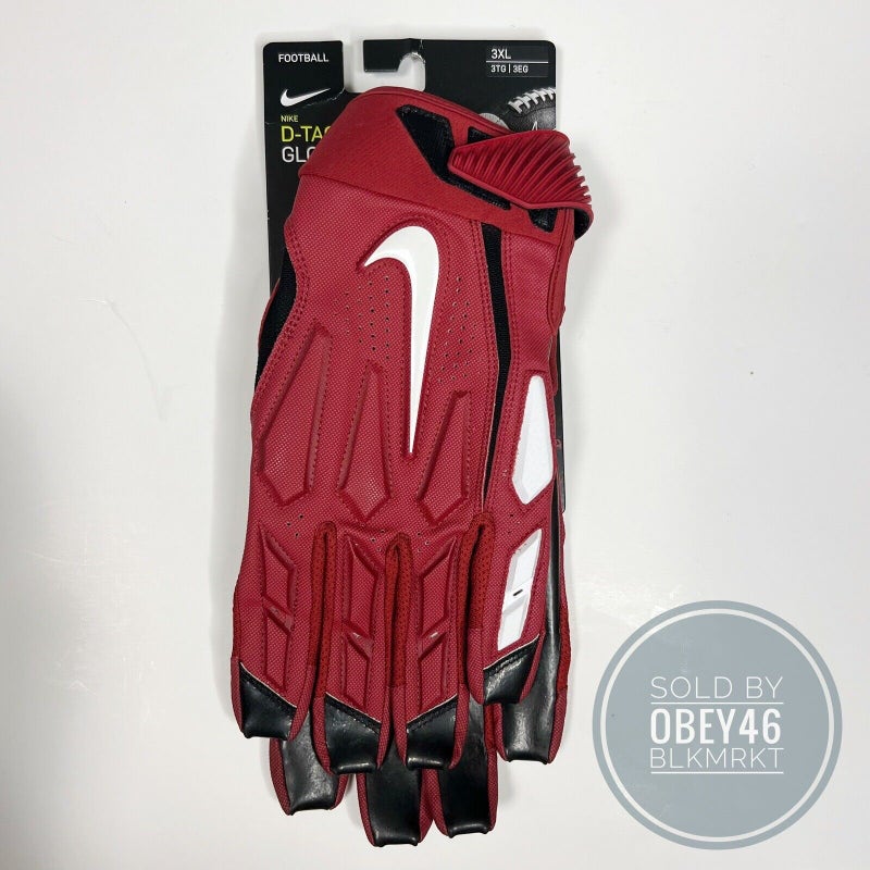 Nike D-Tack Lineman Padded Football Gloves Maroon 3XL