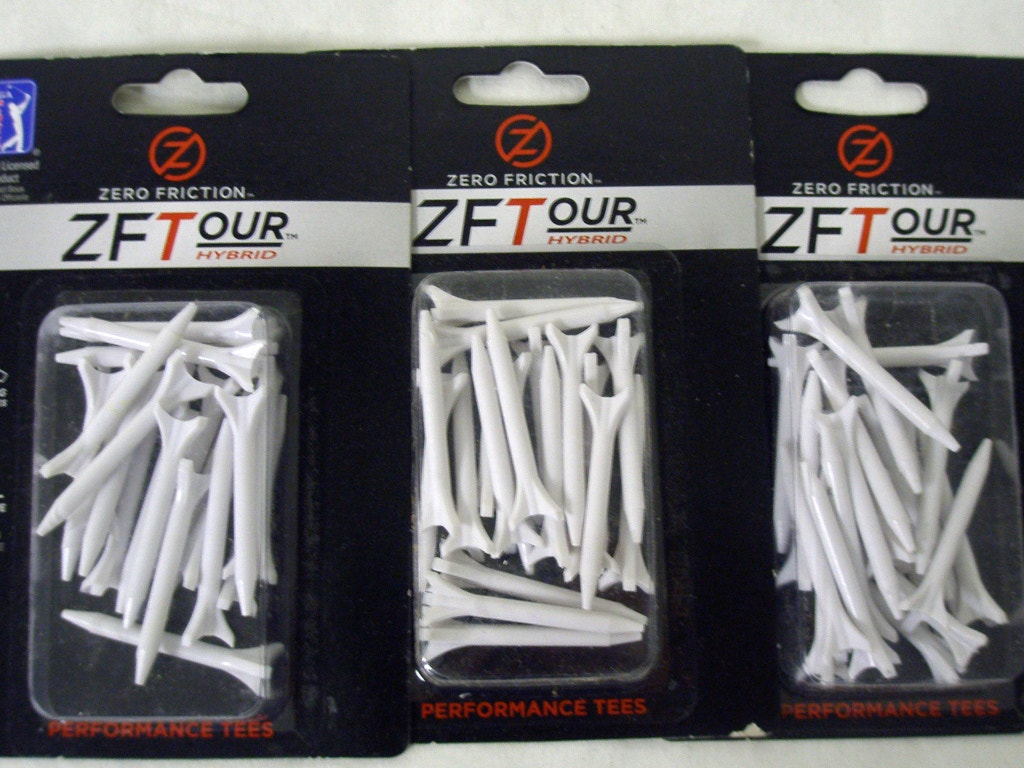 Zero Friction Tour Hybrid Tees (1.75", White) 3pk, 60 tees Composite Golf NEW