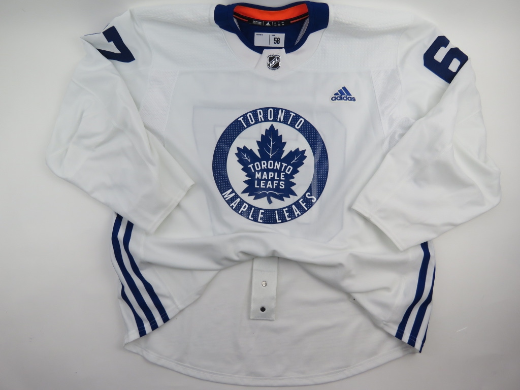 Adidas Toronto Maple Leafs Practice Worn Authentic NHL Hockey Jersey White #67 Size 58