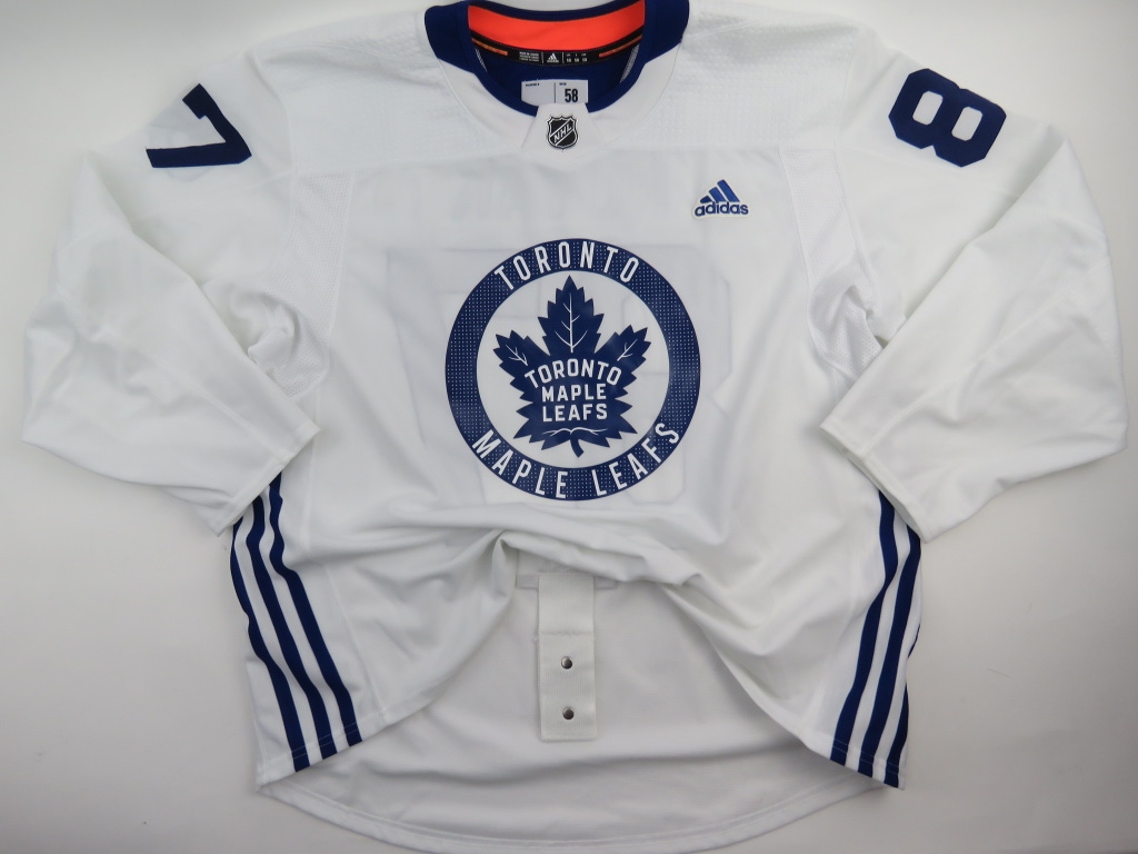 Adidas Toronto Maple Leafs Practice Worn Authentic NHL Hockey Jersey White #87 Size 58