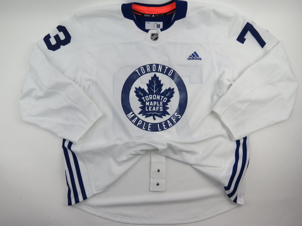 Adidas Toronto Maple Leafs Practice Worn Authentic NHL Hockey Jersey White #73 Size 58