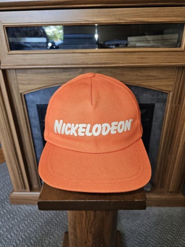 Vintage Rare Nickelodeon Orange TV Promo Hat Cap Vtg Snapback Sz Small USA Made