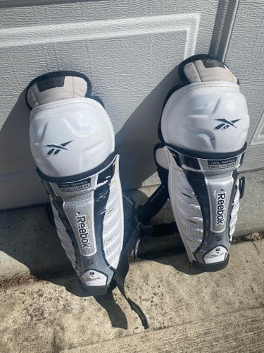 Junior Used Reebok NHL Series silver 12" Shin Pads