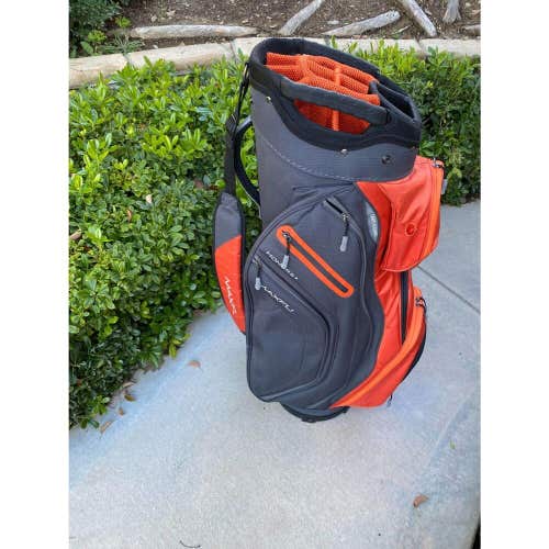 Maxfli Honors+ Golf Club Cart Bag 14-Way Divider Orange and Gray With Rain Hood