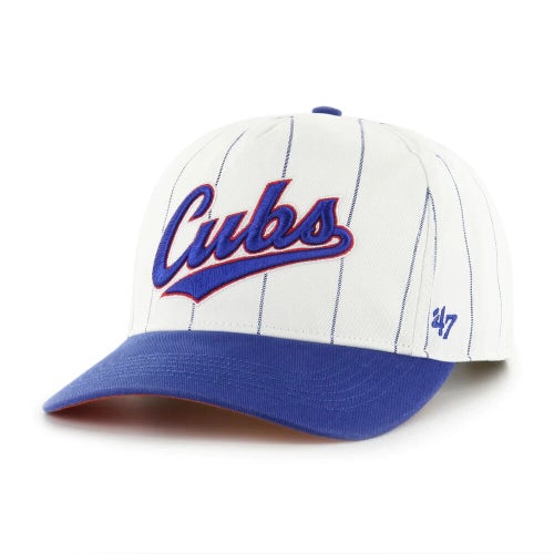 Chicago Cubs 47 Brand Cooperstown Double Header Pinstripe White Strapback Hat