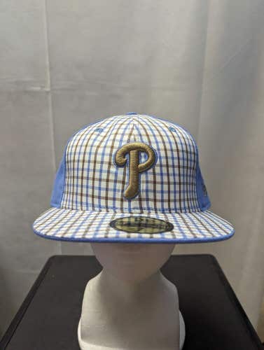 NWS Vintage Philadelphia Phillies New Era 59fifty Blue Bonnett Plaid 7 MUSA