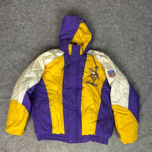 Minnesota Vikings Mens Jacket Large Starter Purple Gold Puffer 90s Football NFL