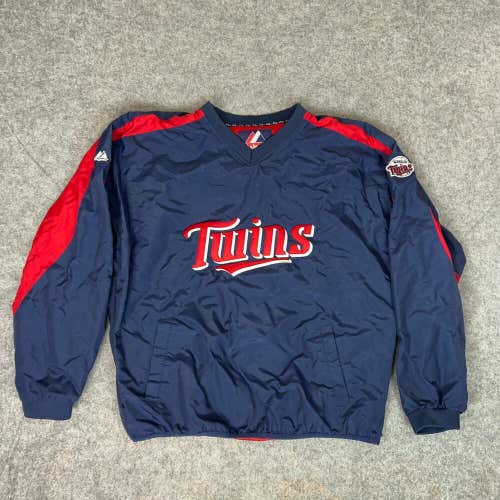 Minnesota Twins Mens Jacket Extra Large Pullover Navy Red Logo Patch Size Zip