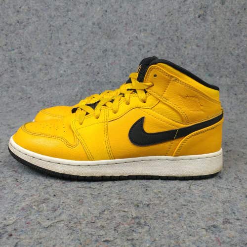 Nike Air Jordan 1 Mid Boys 6.5Y Shoes Basketball Sneakers University Gold Black