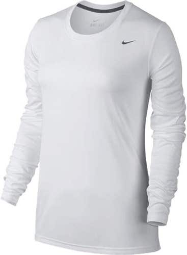 Nike Womens DriFIT Fitness 453182 Size M White LS Crew Neck Athletic Tshirt New