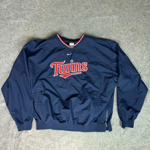 Minnesota Twins Mens Jacket Extra Large Nike Pullover Navy Logo Patch Side Zip