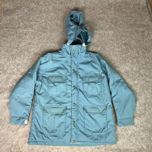 Vintage Woolrich Womens Jacket Extra Large Blue Hooded Outdoor Winter Pockets