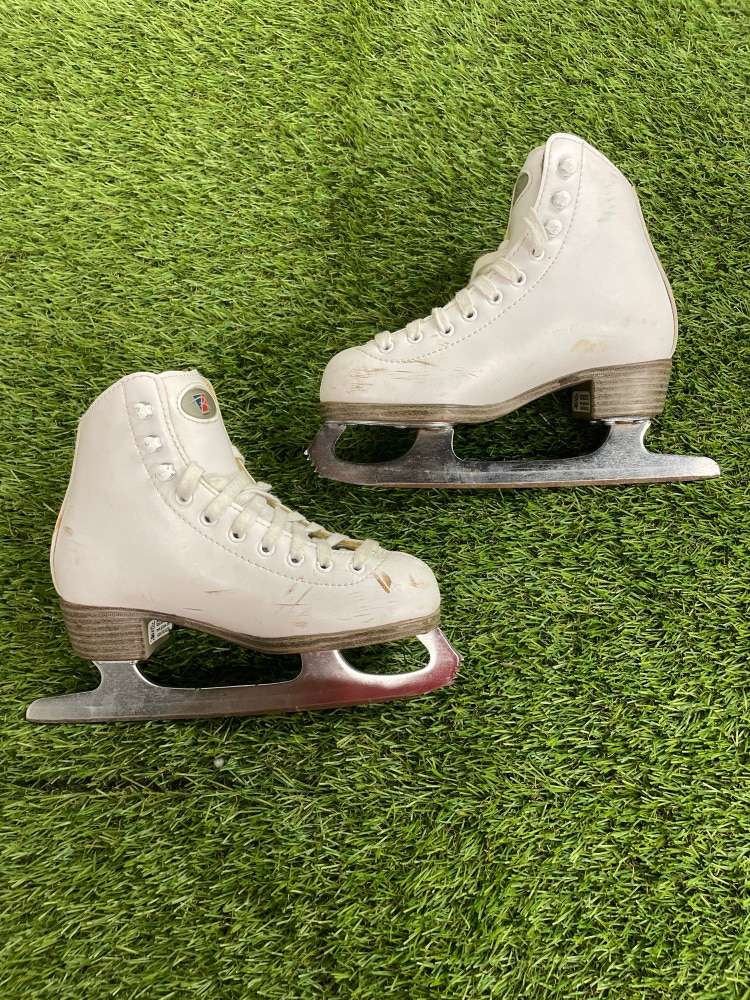 White Used Riedell Figure Skates Junior 1