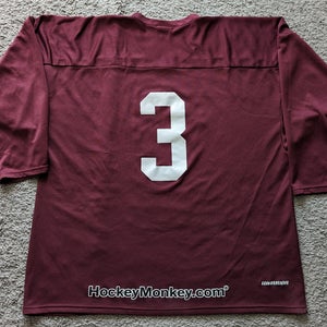 Clean Used XL Men's Jersey Ice Hockey Maroon solid color White Numbers #3