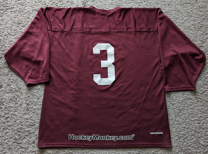 Clean Used XL Men's Jersey Ice Hockey Maroon solid color White Numbers #3