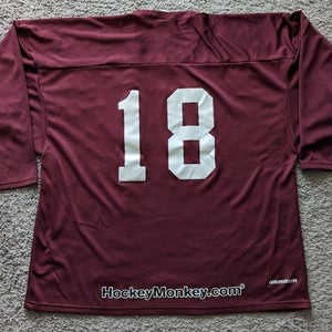 Clean Used XL Men's Jersey Ice Hockey Maroon solid color White Numbers #18