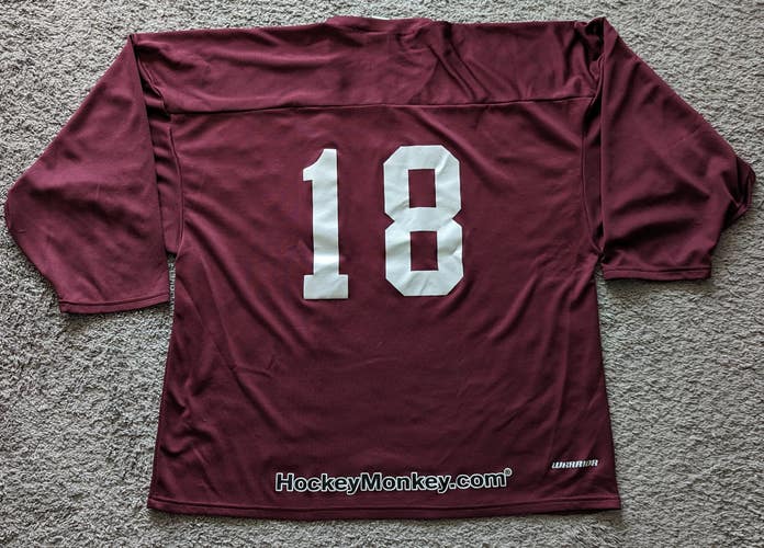 Clean Used XL Men's Jersey Ice Hockey Maroon solid color White Numbers #18