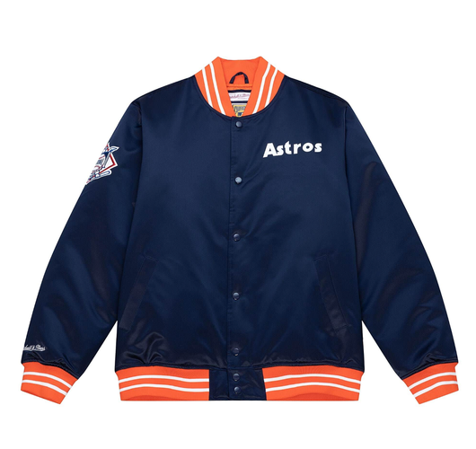Mitchell & ness HOUSTON ASTROS Heavy Satin Jacket Navy Color Size Large New with Tags