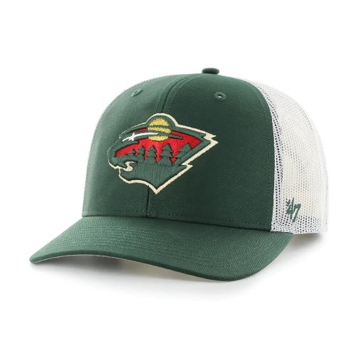 2024 Minnesota Wild 47 Brand NHL Trucker Adjustable Snapback Hat Mesh Cap