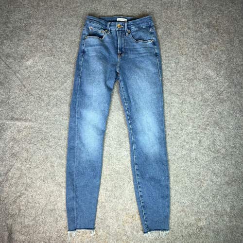 Good American Womens Jeans 26 Blue Skinny Denim Pant High Rise Medium Raw Hem