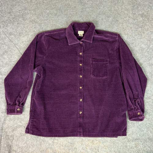 LL Bean Womens Shirt Extra Large Purple Button Corduroy Shacket Outdoor Gorpcore