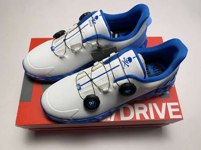 G/FORE Perforated G/Drive Golf Shoes White Blue Men's SZ 9.5 (G4MA23EF33)
