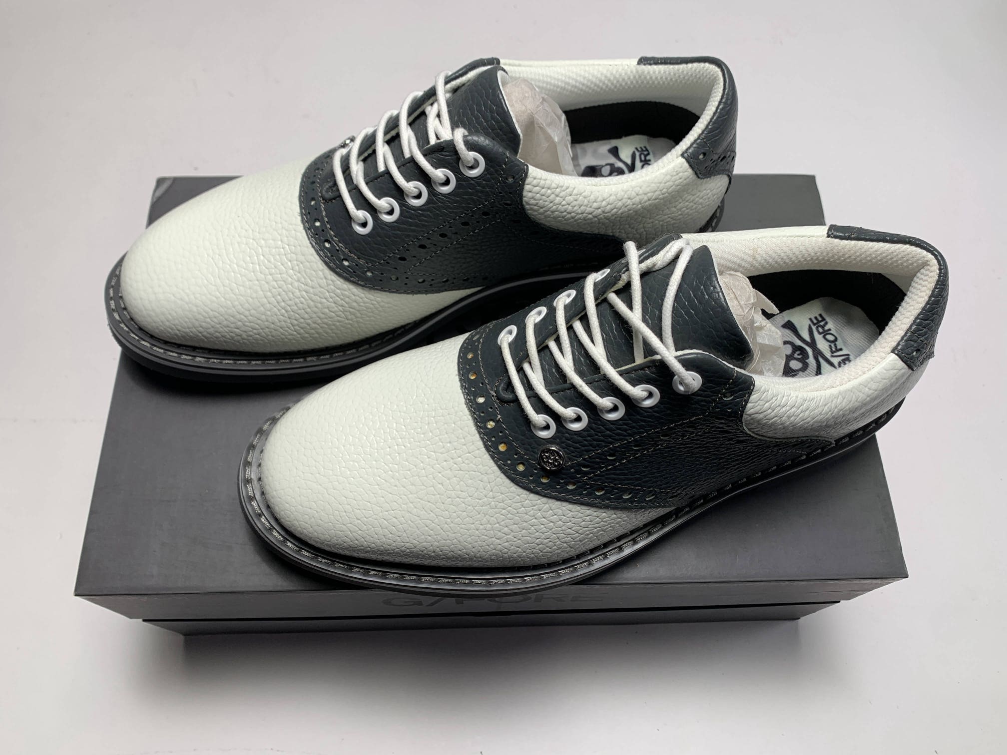 G/Fore Saddle Gallivanter Golf Shoes White Gray Men's SZ 8 (G4MF20EF03)