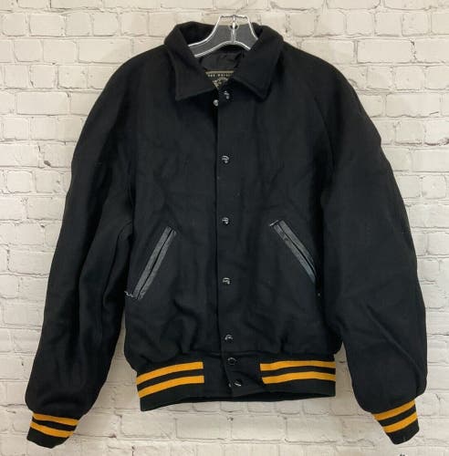 Holloway Mens Original Size S Black Gold White Varsity Letterman Jacket New