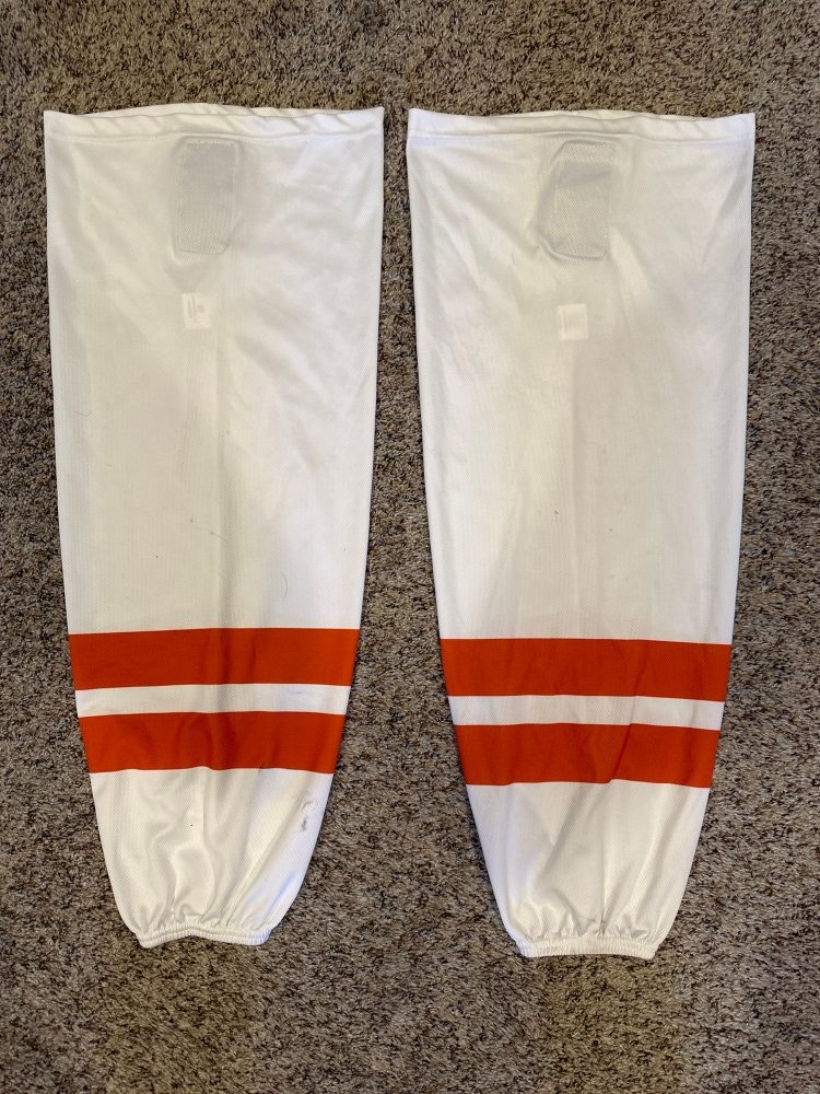 Polyester Hockey Socks (White/Orange)