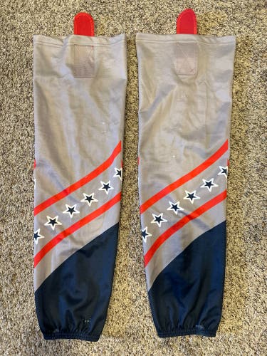 Silver/Navy/Red Game Socks