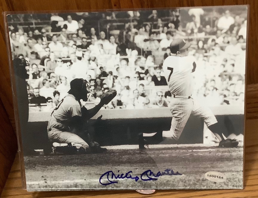 Mickey Mantle Autograghed B&W Photo Homeplate
