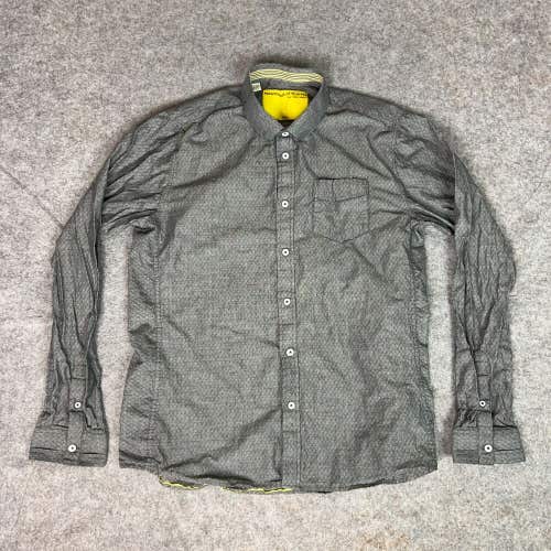 Decendant of Thieves Mens Shirt Large Gray Button Limited Edition Dress Formal