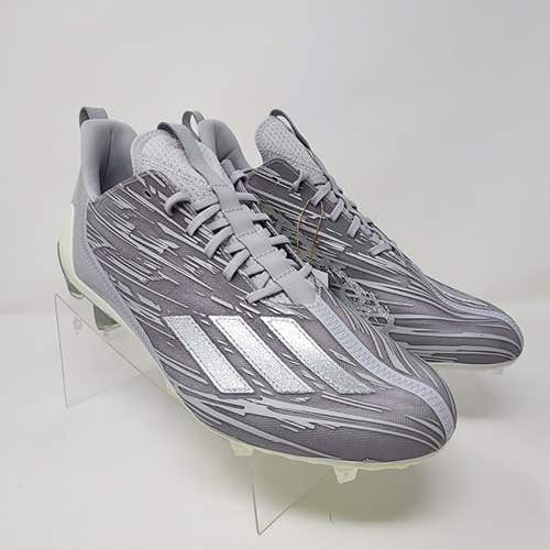 Adidas Football Cleats Mens 11.5 Grey Adizero Silver Metallic Logo 3 Stripes