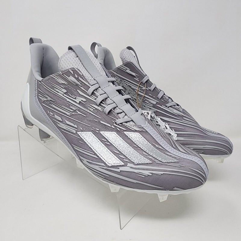 Adidas Football Cleats Mens 11 Grey Adizero Silver Metallic Logo 3 Stripes