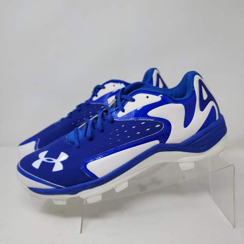 Under Armour Baseball Cleats Mens 12.5 Blue Logo Spell Out Lace Up Molded