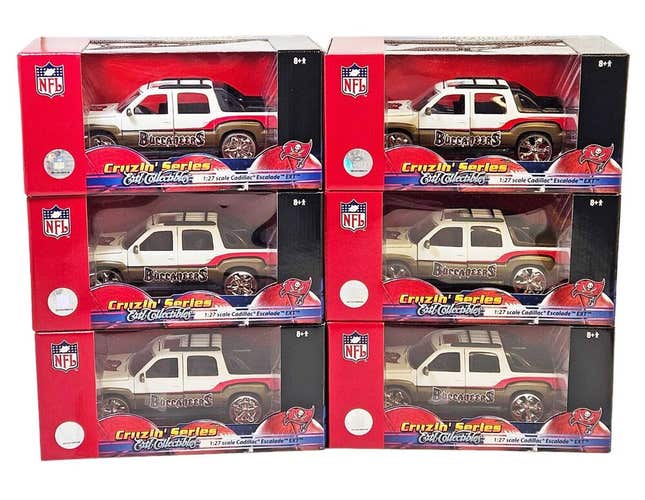 6 Pc Lot - Tampa Bay Buccaneers Cadillac Escalade 1:27 NFL Football Diecast 2006