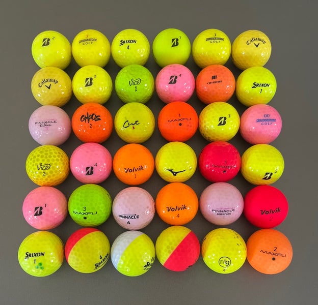 (36) Colored Golf Balls - Huge Variety 3 dozen (lot L2) Yellow Neon