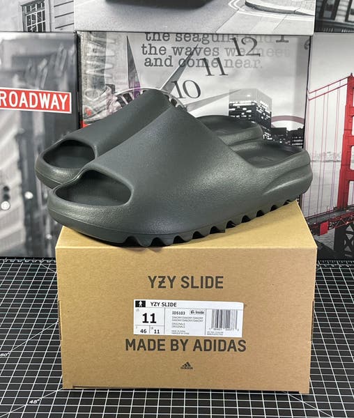 adidas gazelle silver green womens Yeezy Slides Dark Onyx – SecondPlace main image 1