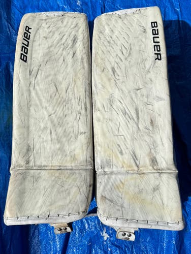 Medium Bauer Ultrasonic Used Goalie Leg Pads (34+) (White)